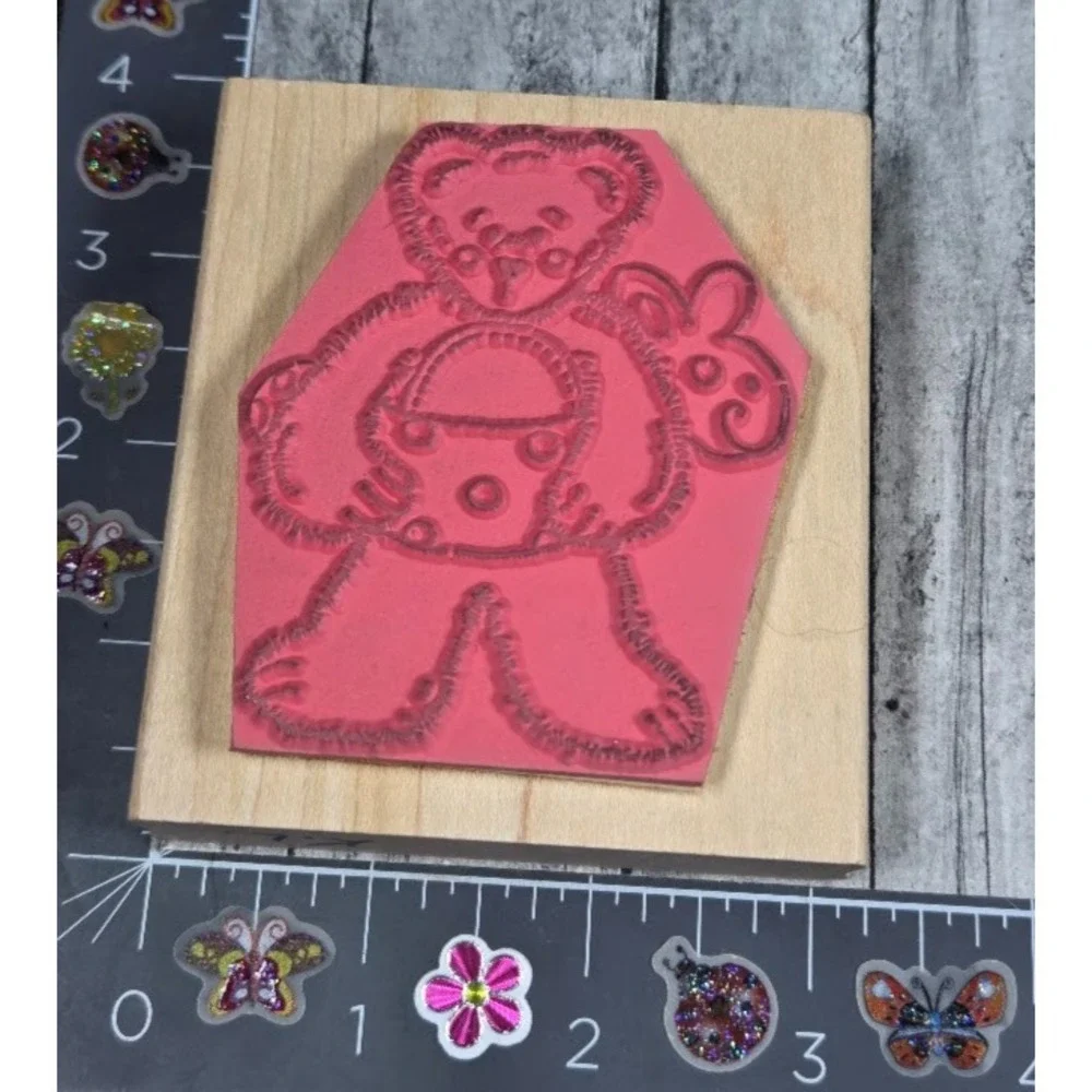 JRL Design Teddy Bear Swim Beach Beary Summer Q286 Rubber Stamp Wood #P77